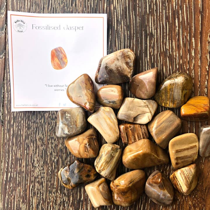 Fossilied Jasper Tumbled Crystals 100gms with Info Cards for wholesale by BellaMira Home