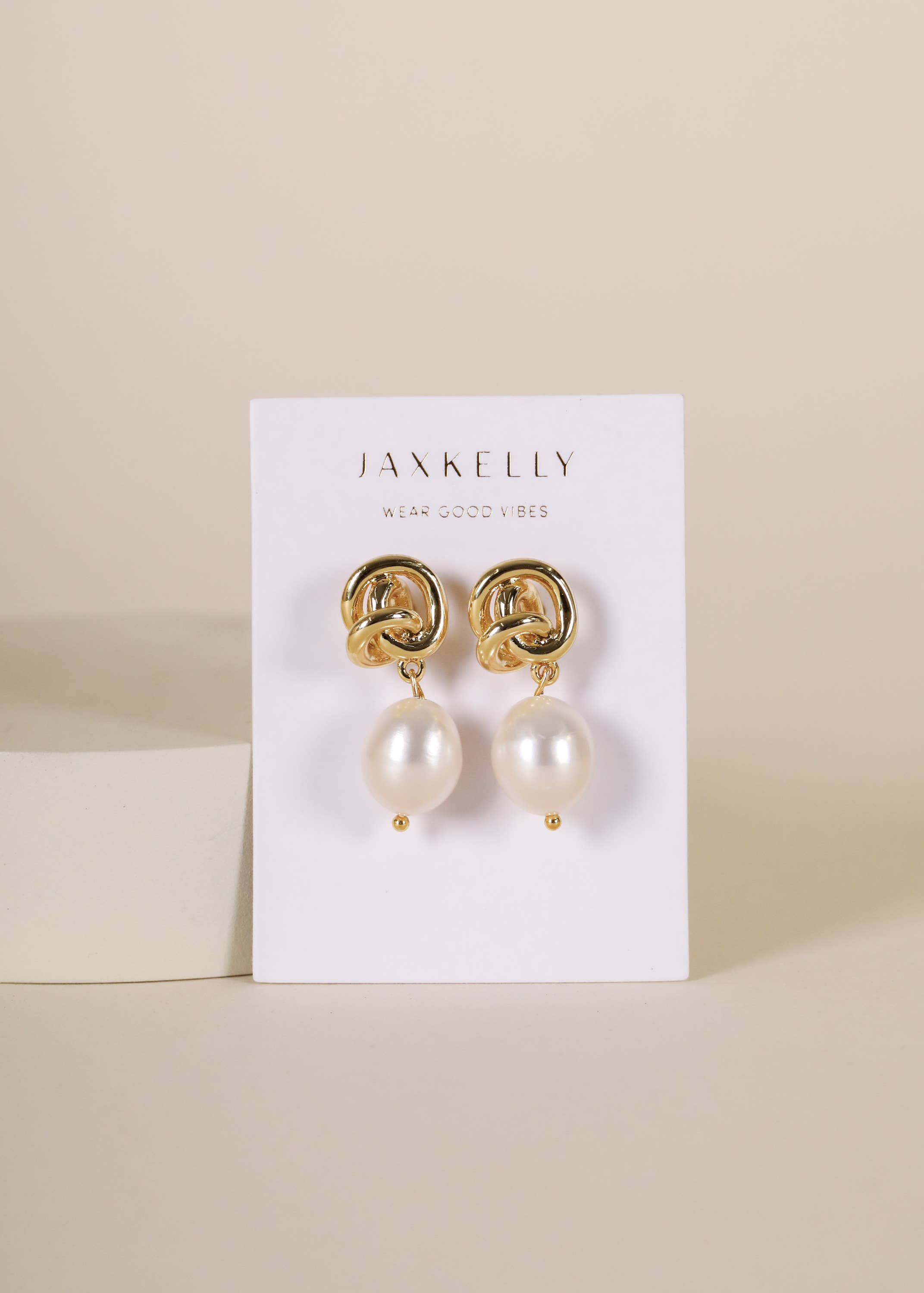 JaxKelly - Vente Boucles d'oreilles pendantes - Pearl Knot - Boucles d'oreilles en or