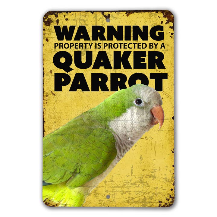 Warning Quaker Parrot Sign for wholesale by Real Cool Stickers & Stuff