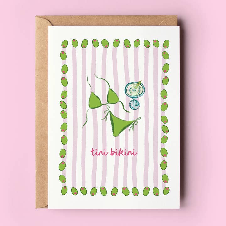 The Shelley Society - Wholesale Everyday Greeting Card - Tini Bikini Martini Summer Beach Coastal Greeting Card