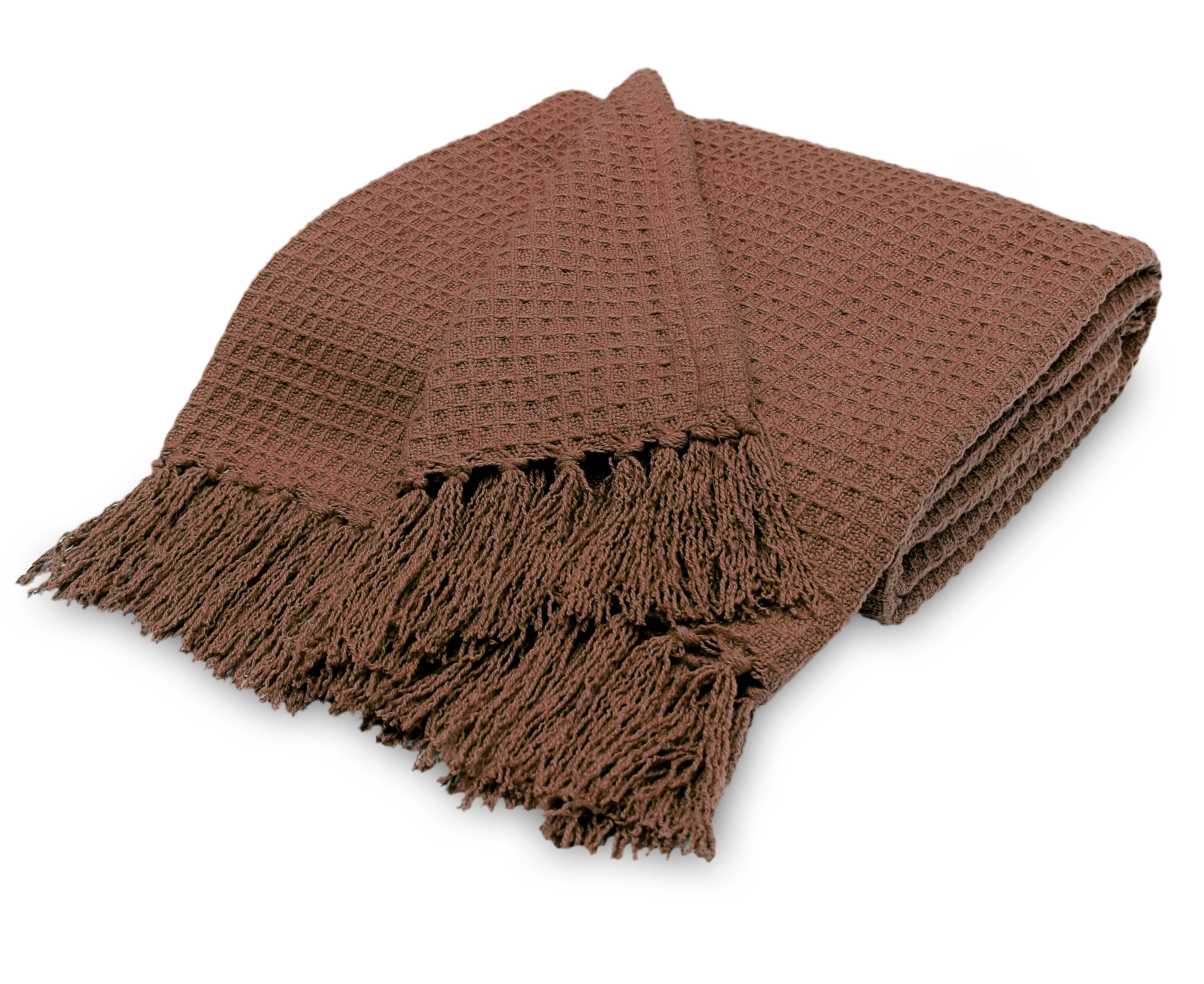 COZY HOMES COLLECTION - Wholesale Throw Blanket - Soft Cotton Waffle Weave Throw Blanket 70"x50" with Fringes4
