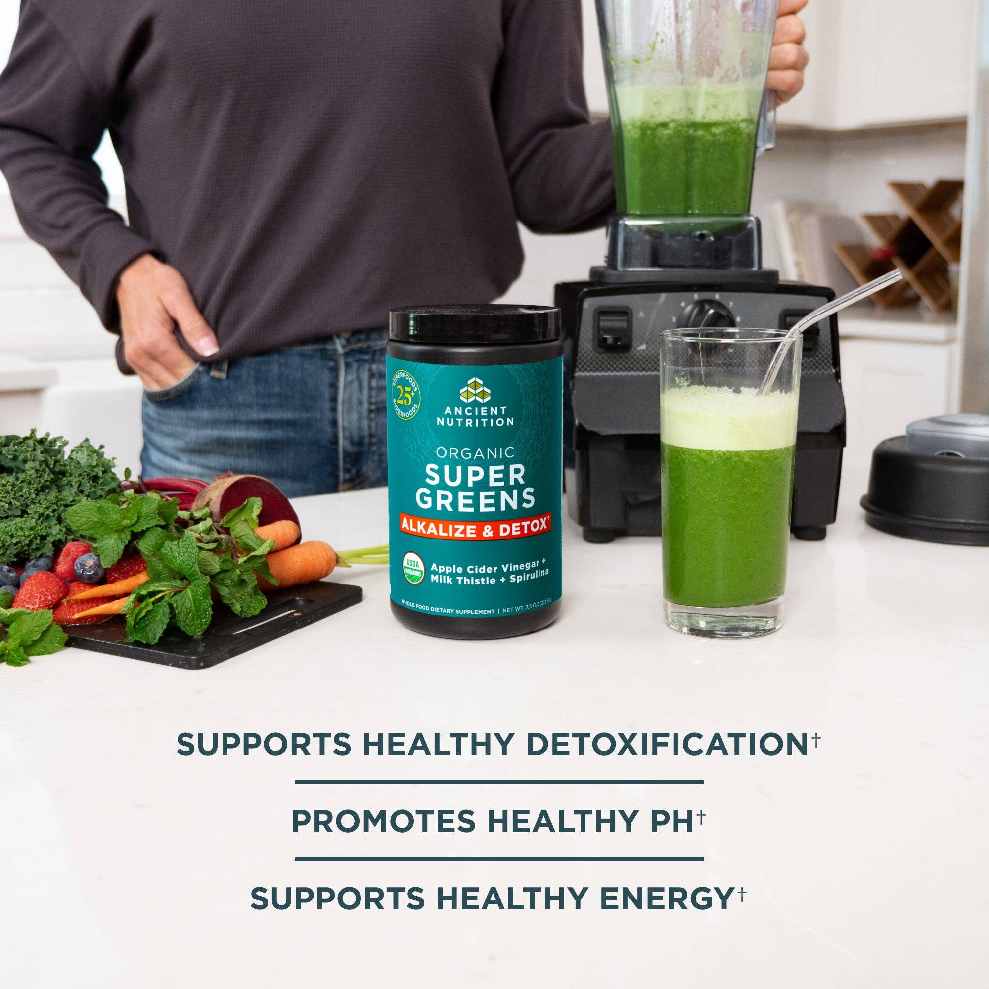 Black Organic SuperGreens Alkalize & Detox | Powder (25 Servings) for wholesale on Faire2