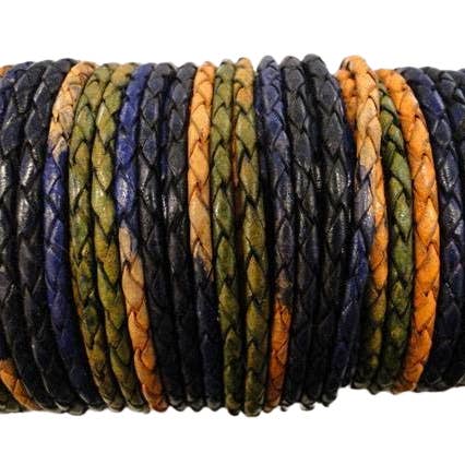 Corda in Pelle Intrecciata Rotonda Oslo - 8mm - Tonalità Notturne per la vendita all'ingrosso da parte di Sun Enterprises B.V.