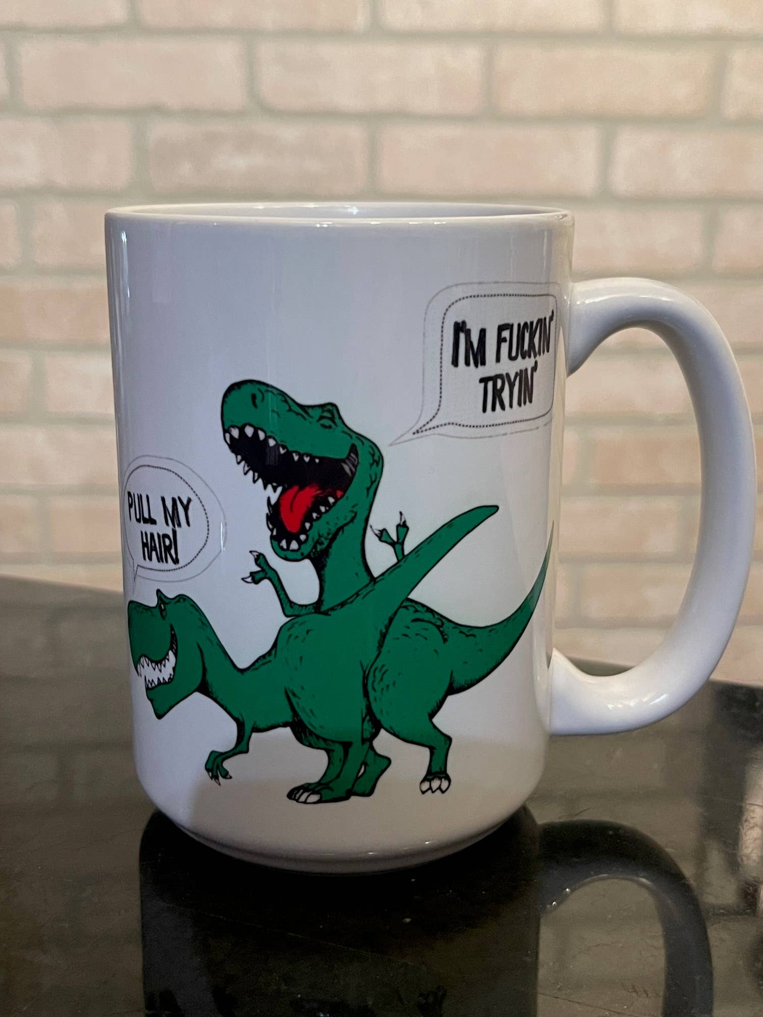 Zombie Paws - Wholesale Coffee Mug - T-rex dinosaur pull my hair mug - large 15oz1