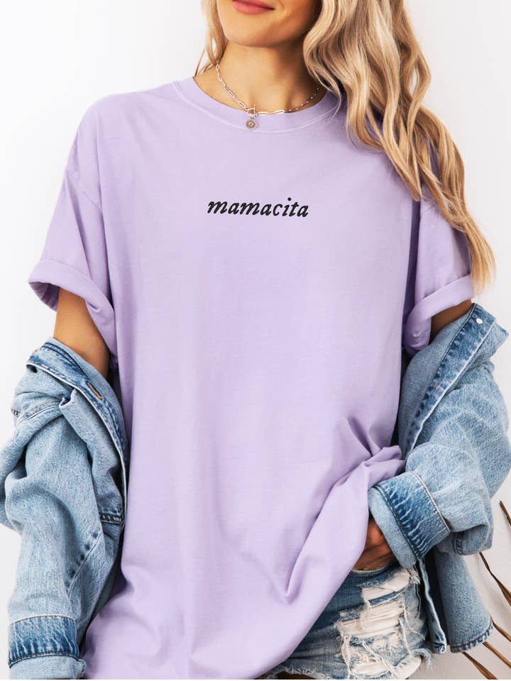 P E T I T R U E - Wholesale T-shirt – women's - Embroidered Mamacita Tee Spring Shirt Comfort Colors 3