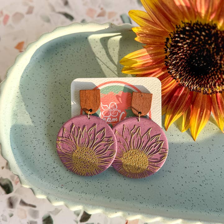 Anam Cara Clay Goods - Wholesale Dangle Earrings - Sunflower Edge Drops Polymer Clay Earrings12