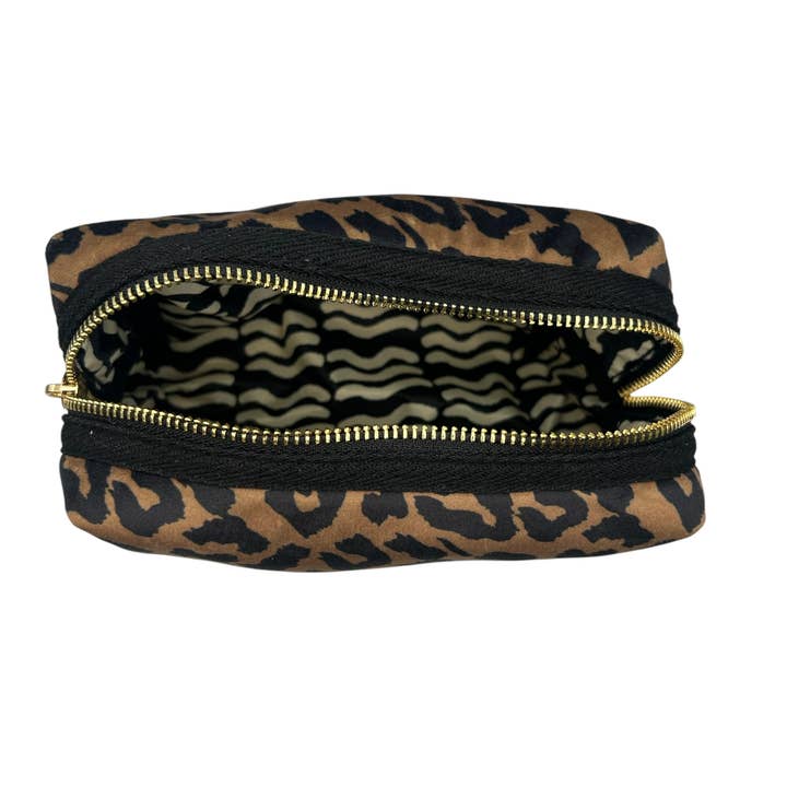 Sixton London - Wholesale Makeup/Cosmetic Bag - Leopard print makeup bag & Gold Palm Tree pin