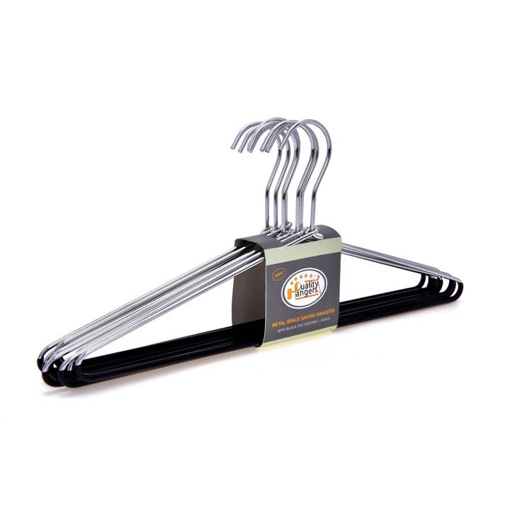 Quality Hangers - Wholesale Clothes Hangers - 8881 Metal Hanger with Black PVC coating on Bottom - 1002