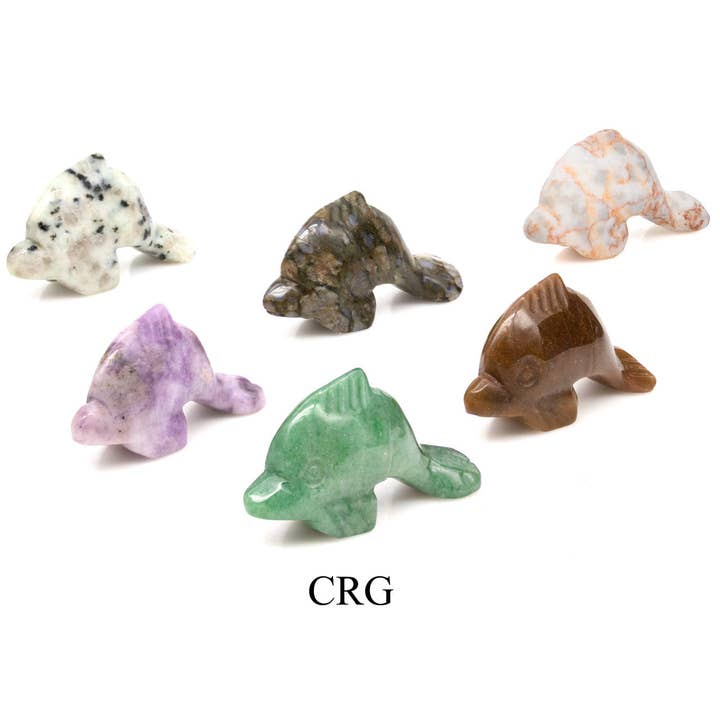 Crystal River Gems LLC - Wholesale Spiritual Stone/Crystal - SET OF 4 - Gemstone Dolphins / Mixed Gemstones / 1-2" Avg