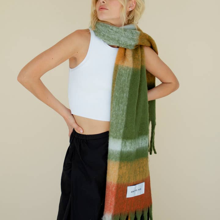 Arctic Fox & Co. - North America - Wholesale Scarf - Women's - The Stockholm Scarf - 100% Recycled - Mossy Spring - FW256