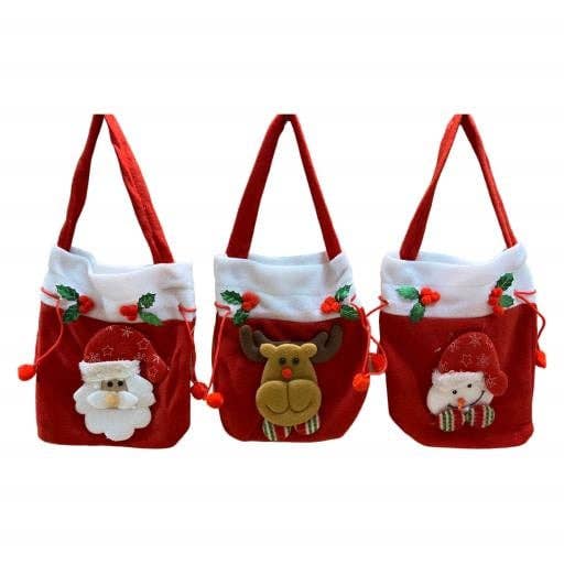 Christmas Gift Bag With Draw String Asst. 3SantaSnow Ma-158 for wholesale by International Gifts Ltd.