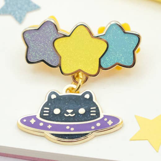 Space Cat Charm Enamel Pin pour la vente par Sparkles in the Wild