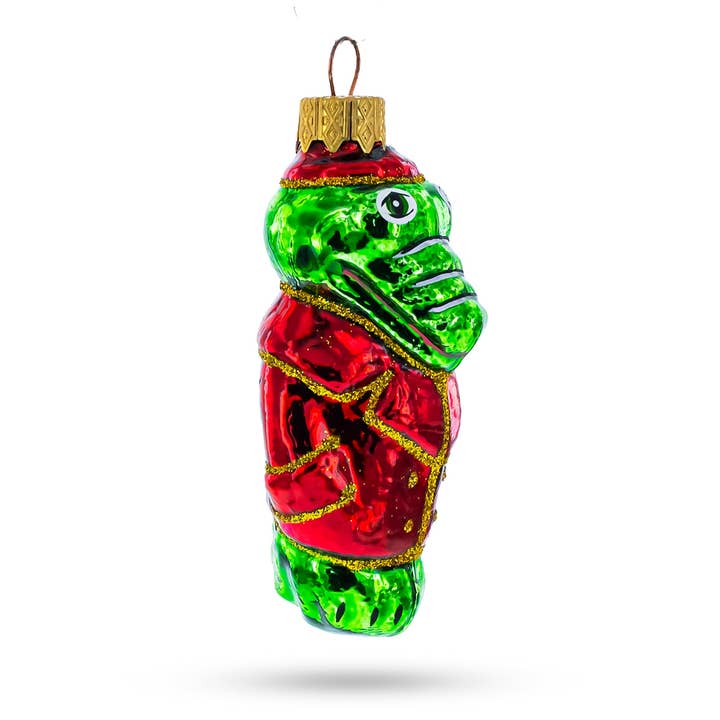 BestPysanky - Vente Objets de décoration - Ornement en verre Crocodile en veste rouge1