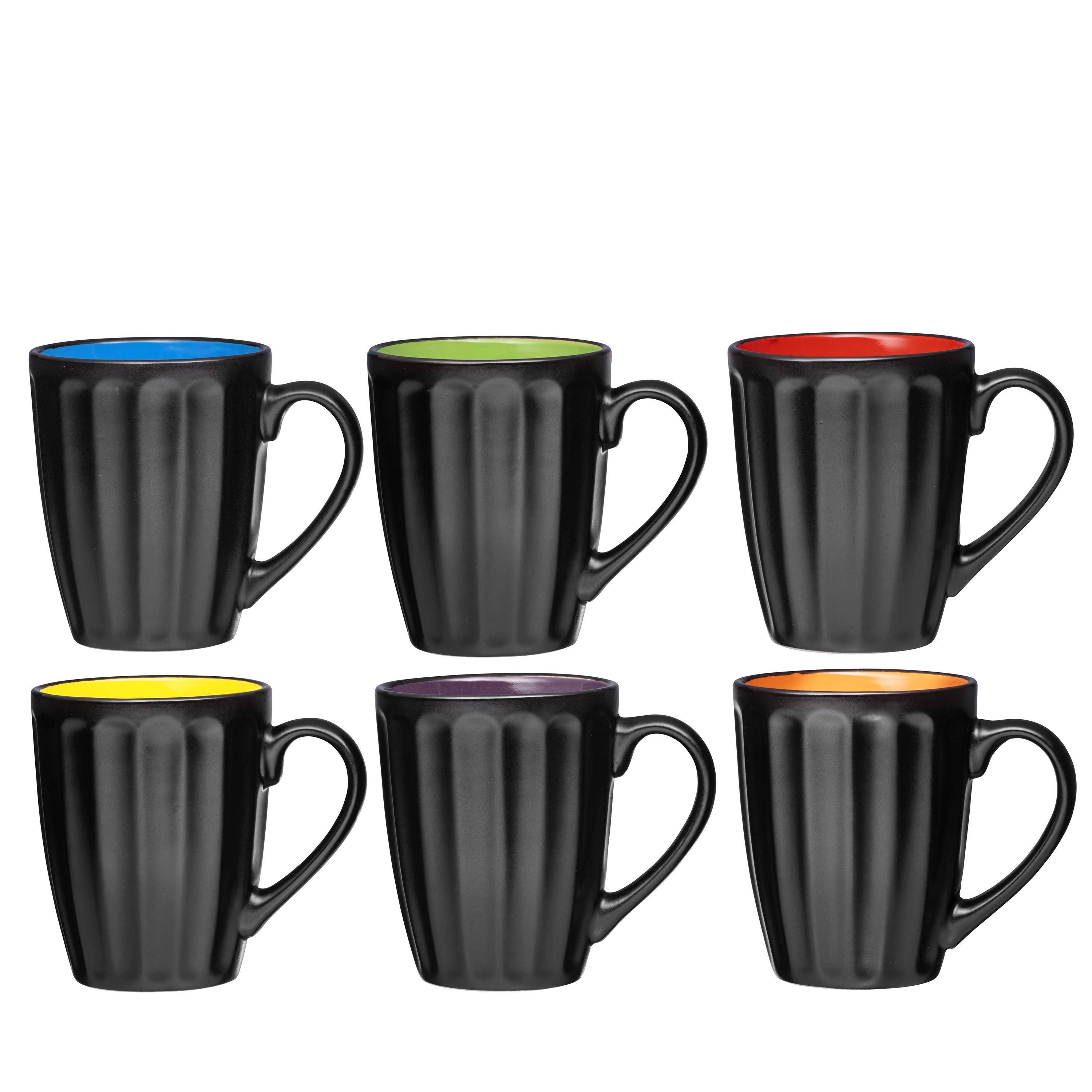 Bruntmor 6 Ct Black Coffee Mugs Set, Ceramic Espresso Cups