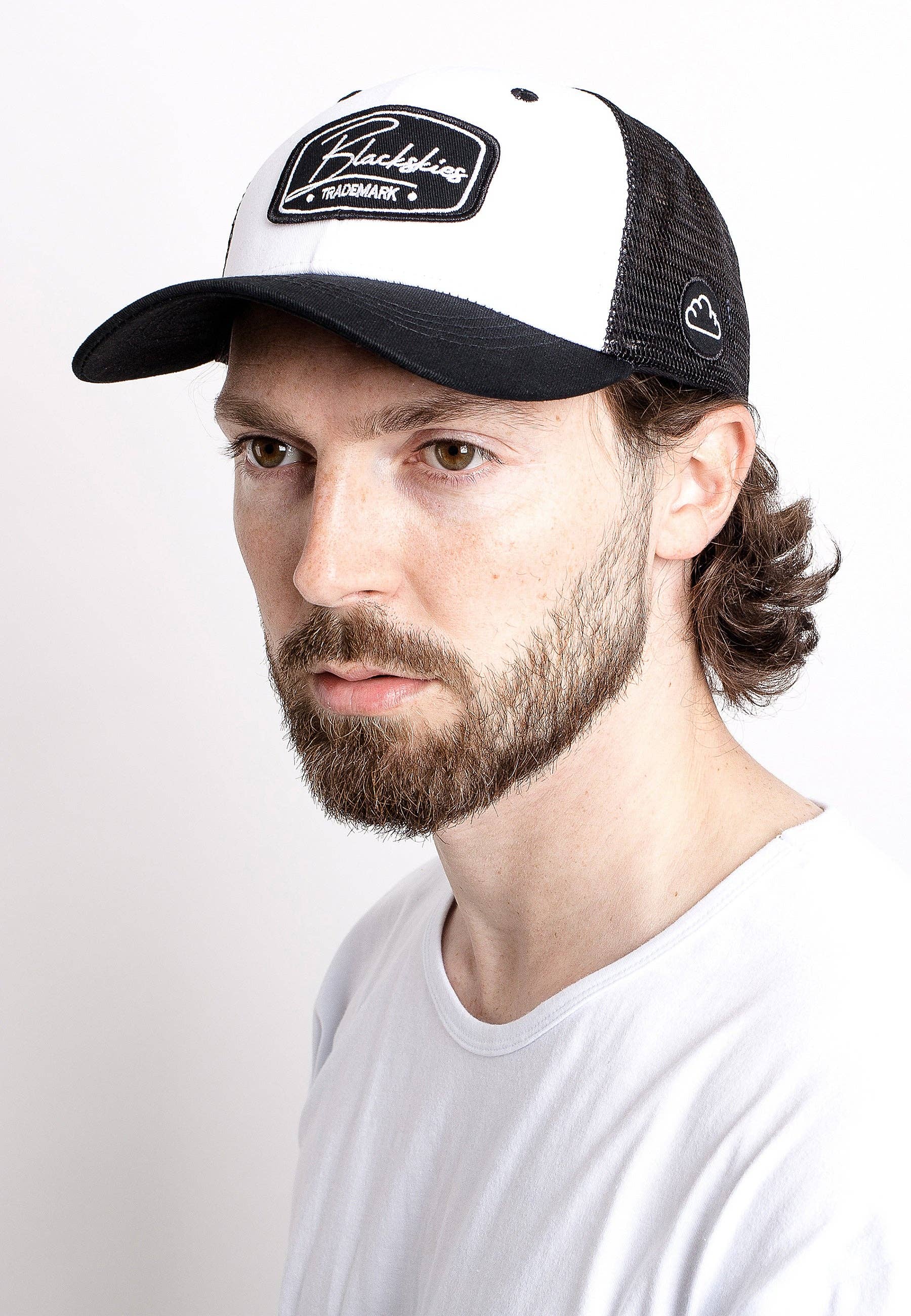 Blackskies - Wholesale Trucker Hat - Unisex - Racing Baseball Cap White-Black2