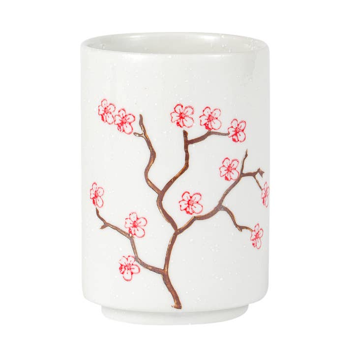 Cherry Blossoms Sakura Yunomi Style Tea Cup Reactive Glaze 10 fl oz (12/72) for wholesale by Urban Tokyo