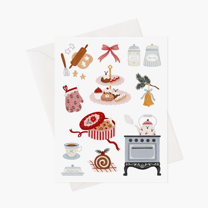 Christmas Cuisine - Christmas Card pour la vente par Marie-Lise Illustration