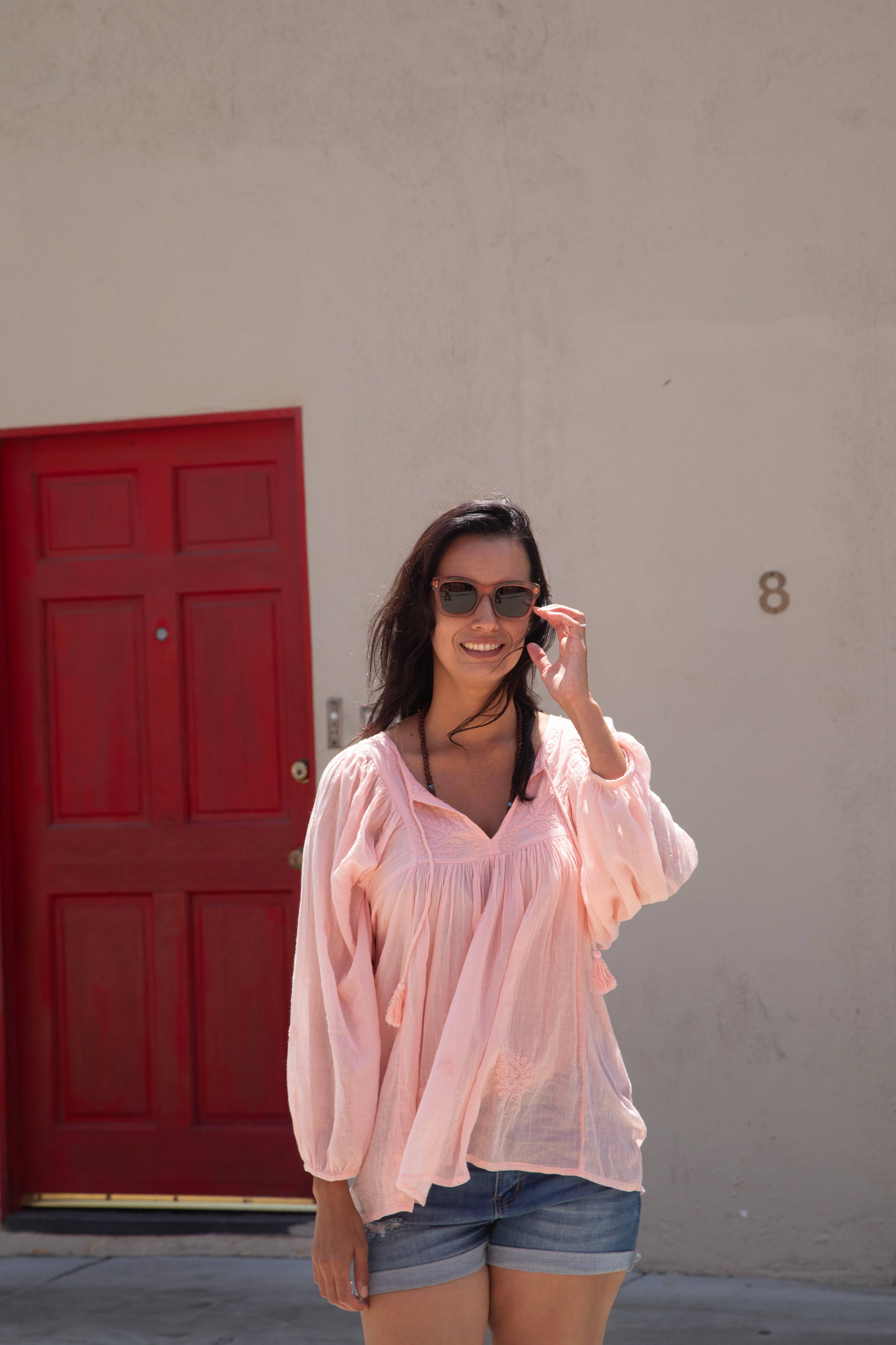 Blue Boheme – wholesale Blouse – Women’s – Mylene Embroidered Tunic Long Sleeves Peach0