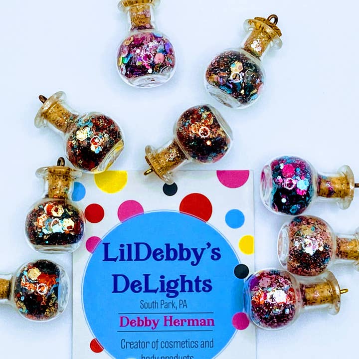 Bottle of glitter, blue mix. for wholesale by LilDebby's DeLights