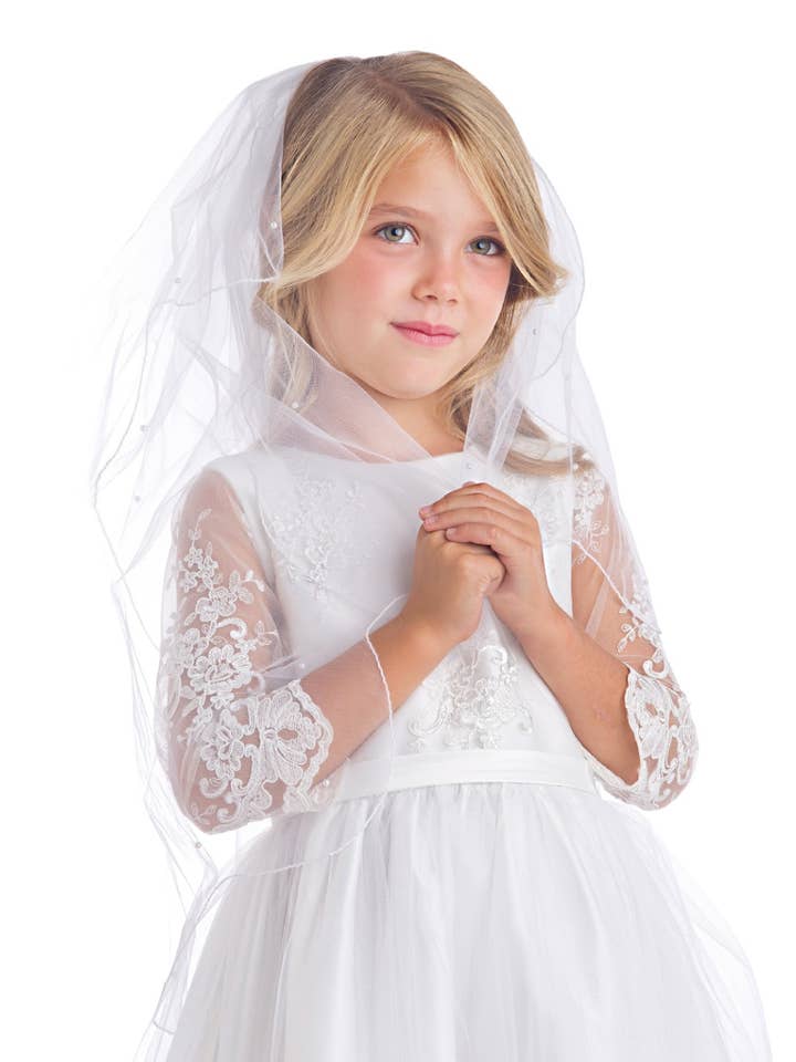 SK681 - 3/4 sleeve lace top with ankle length satin & tulle for wholesale by Sweet Kids, Inc.
