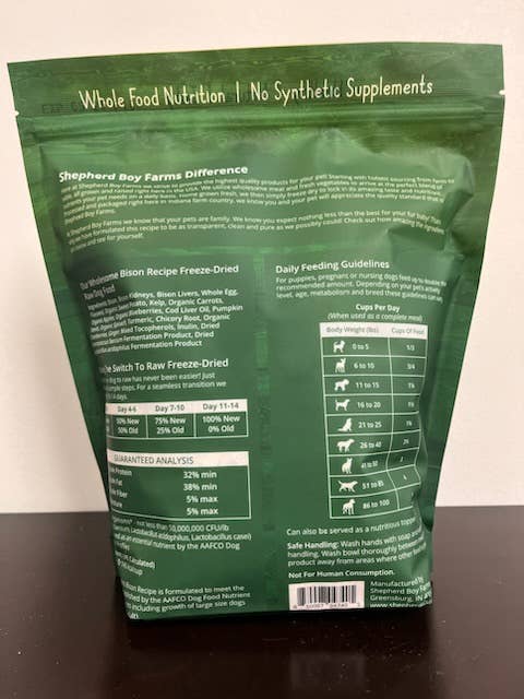 Shepherd Boy Farms - Wholesale Pet Food - Dog - Freeze Dried Bison Recipe for Dogs3