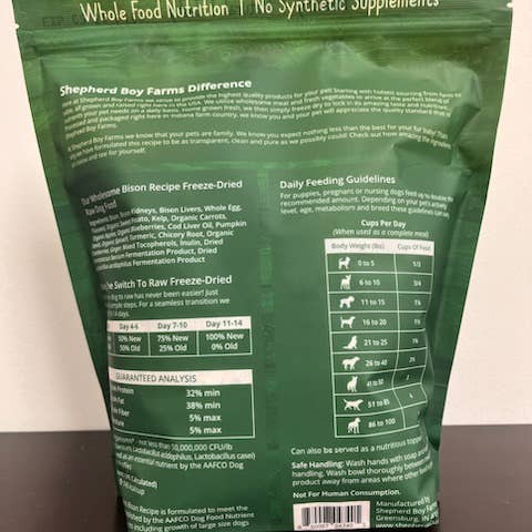 Shepherd Boy Farms - Wholesale Pet Food - Dog - Freeze Dried Bison Recipe for Dogs3