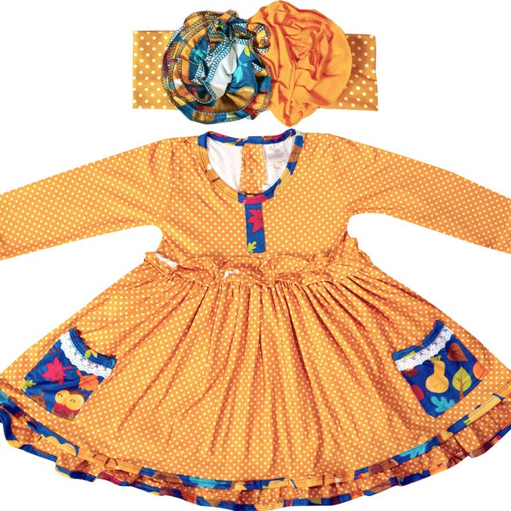 Baby Girls Thanksgiving Twirl Kjole for engroshandel hos Amor Babee