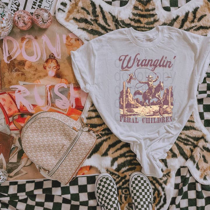 Wranglin' Feral Kids Western Style DTF Heat Transfer por atacado de Trendy Transfers