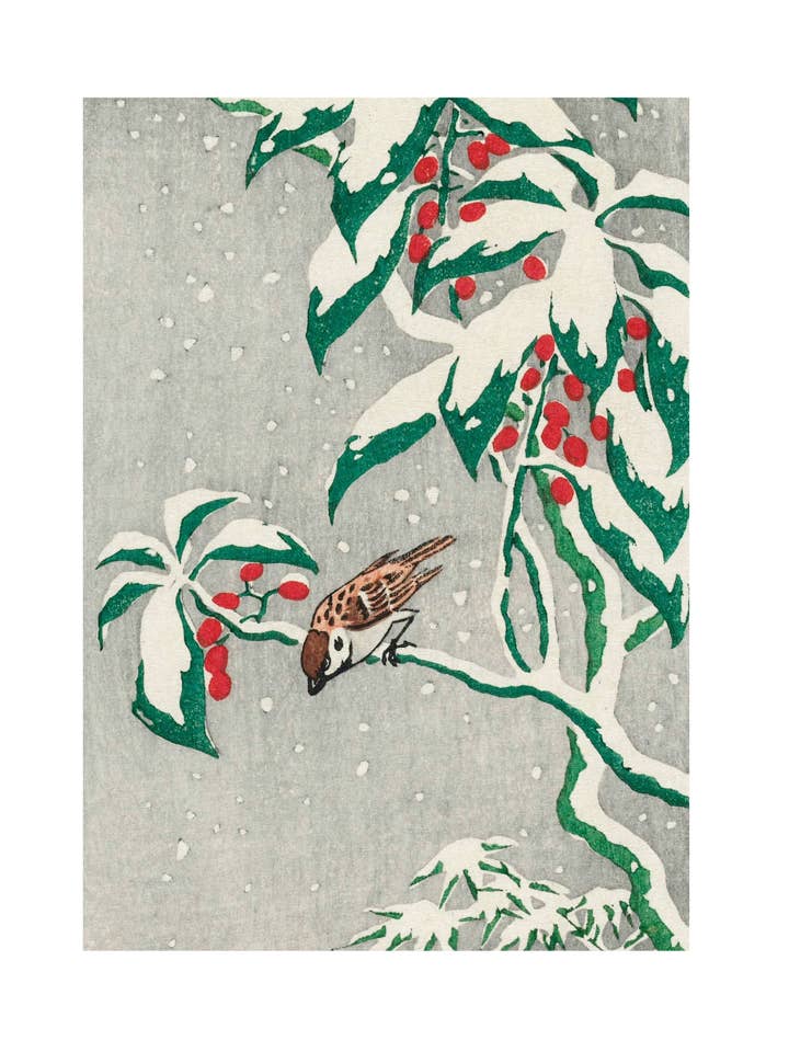 Gorriones en un arbusto de bayas de nieve, Parte 2 para venta al por mayor de Sweet Tree Cards