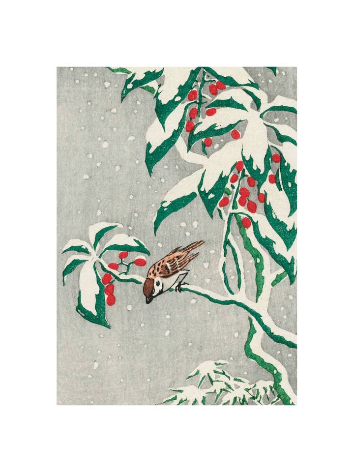 Sparrows on a Snow Berry Bush, Part 2 for wholesale by Sweet Tree Cards