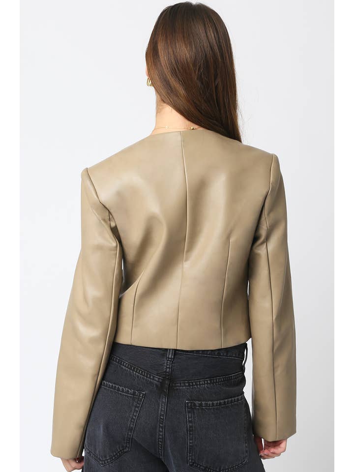 Olivaceous - Wholesale Jacket - Women's - Mia Cropped Pu Jacket7