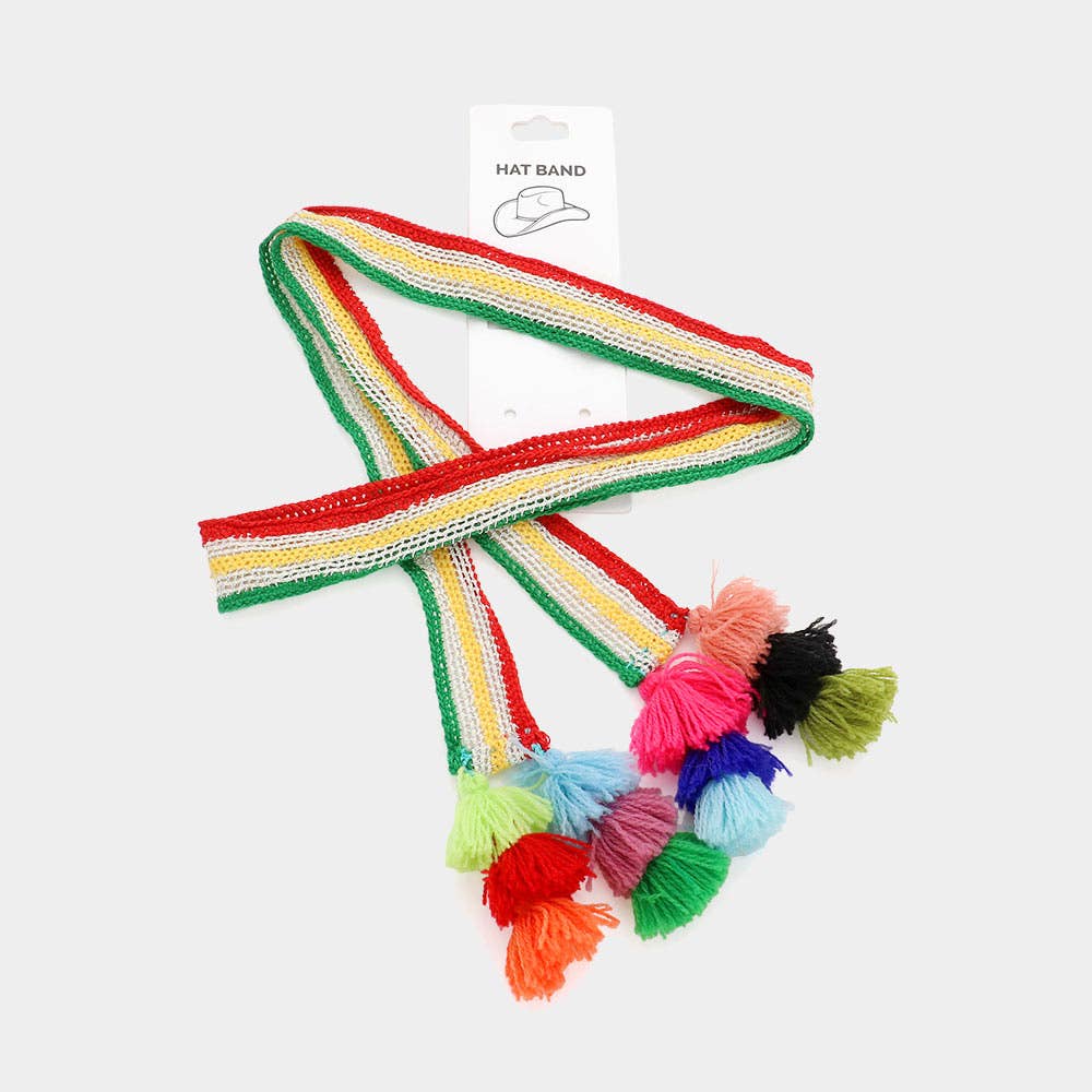 Sensibling Corp. – wholesale Hat accessory – Women's – Striped Crochet Tassel Tip Hat Band16