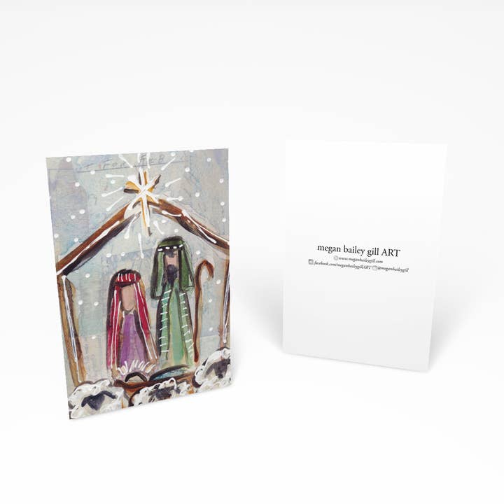 Scène de la Nativité avec moutons 01 carte de note ou carte de vœux pour la vente par MeganBaileyGillART
