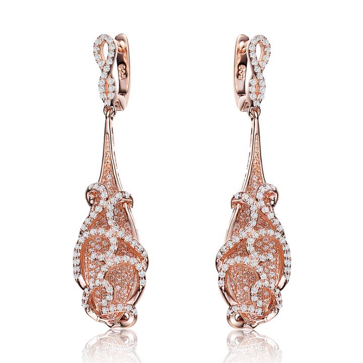 Sterling Silber Zirkonia Ohrringe (52871) für den Großhandel von Genevive