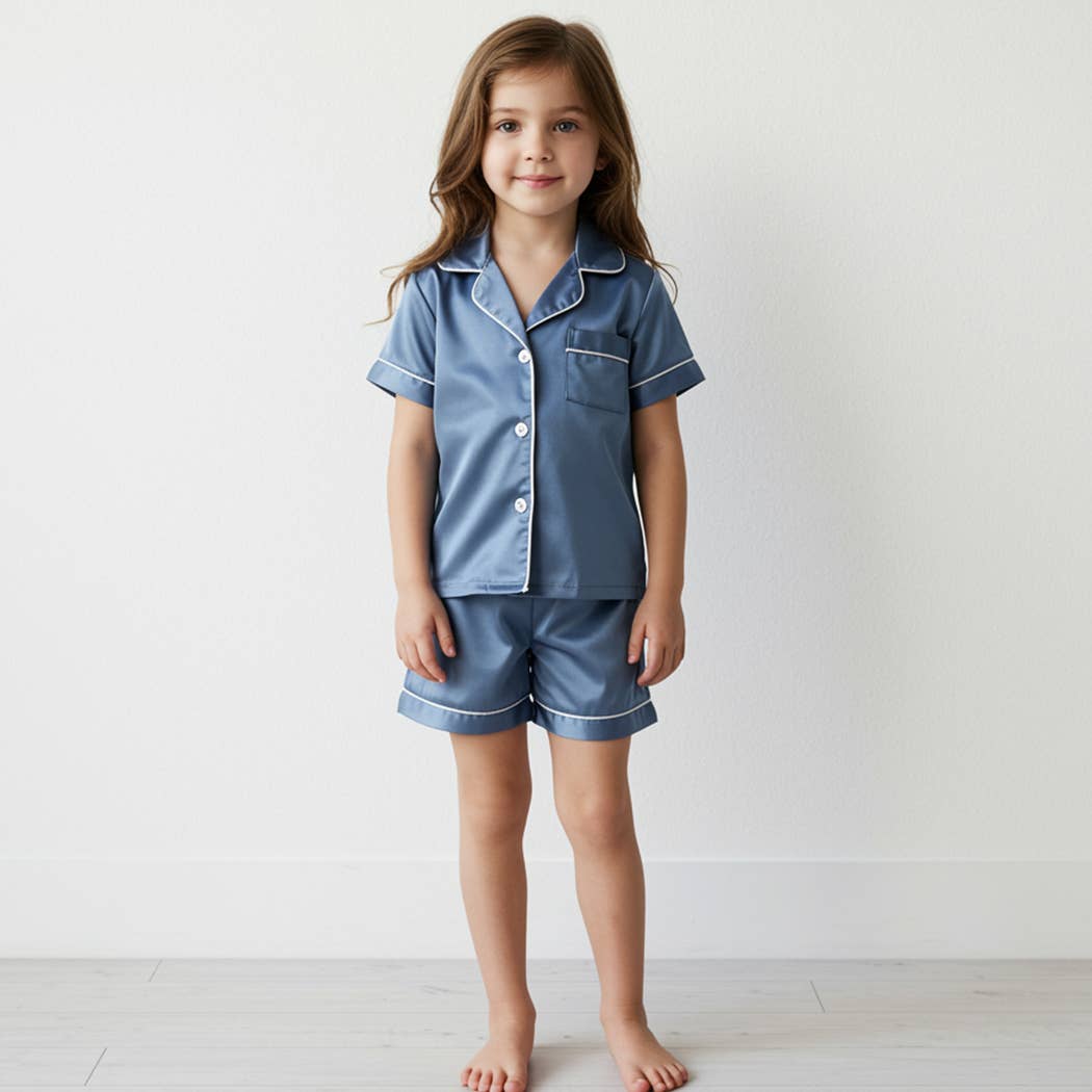 The Blissful – Engroshandel Pyjamasæt - Børn – Junior brudepige pyjamassæt til børn blomsterpige satinpyjamas1