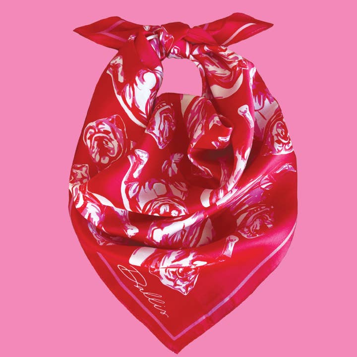Dallis Foshee Art & Design, LLC - Wholesale Scarf - Women's - Sic 'Em Gameday Scarf | Red & Pink1