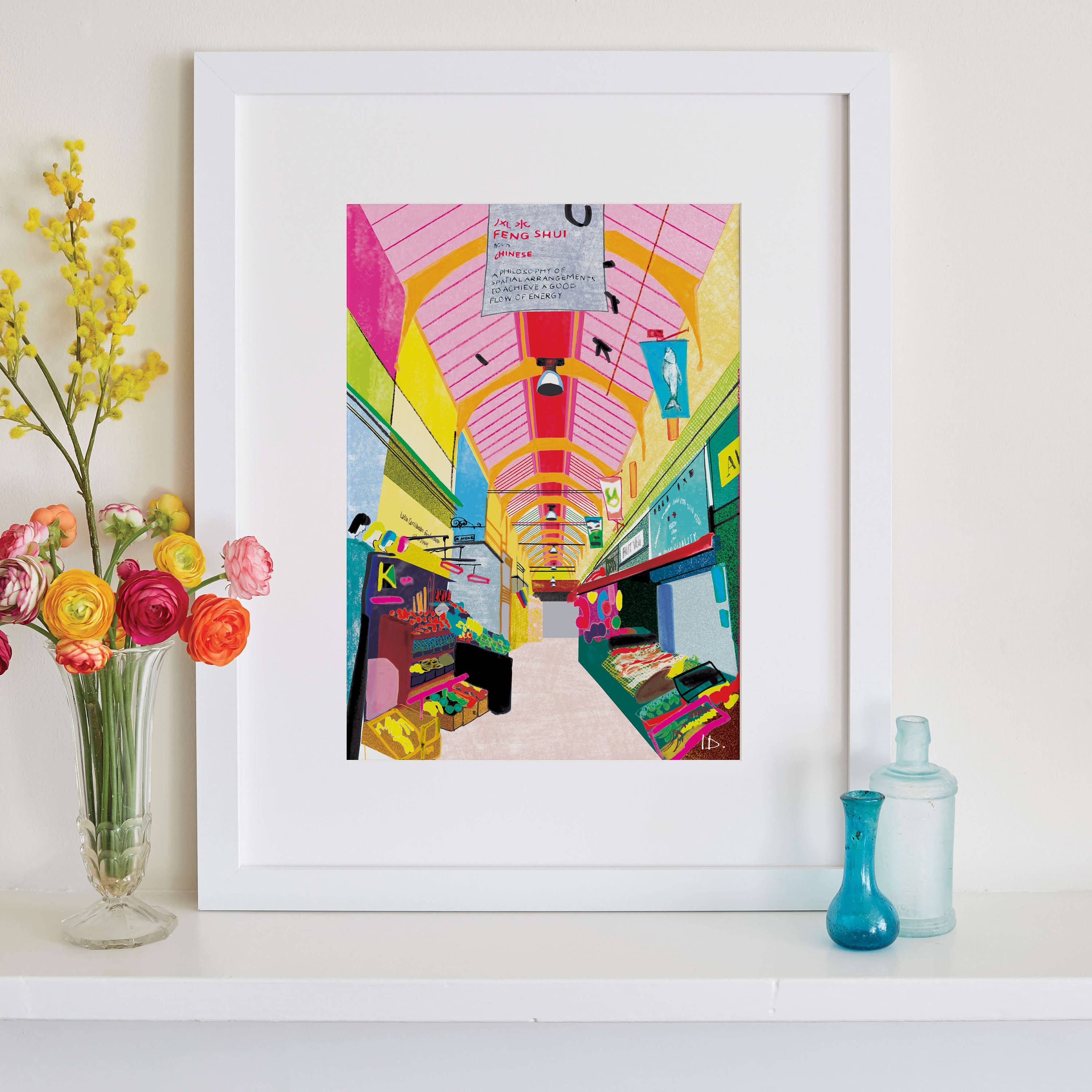 I Drew This - Wholesale Art Print - Brixton Market Art, Colourful Neon London Print0