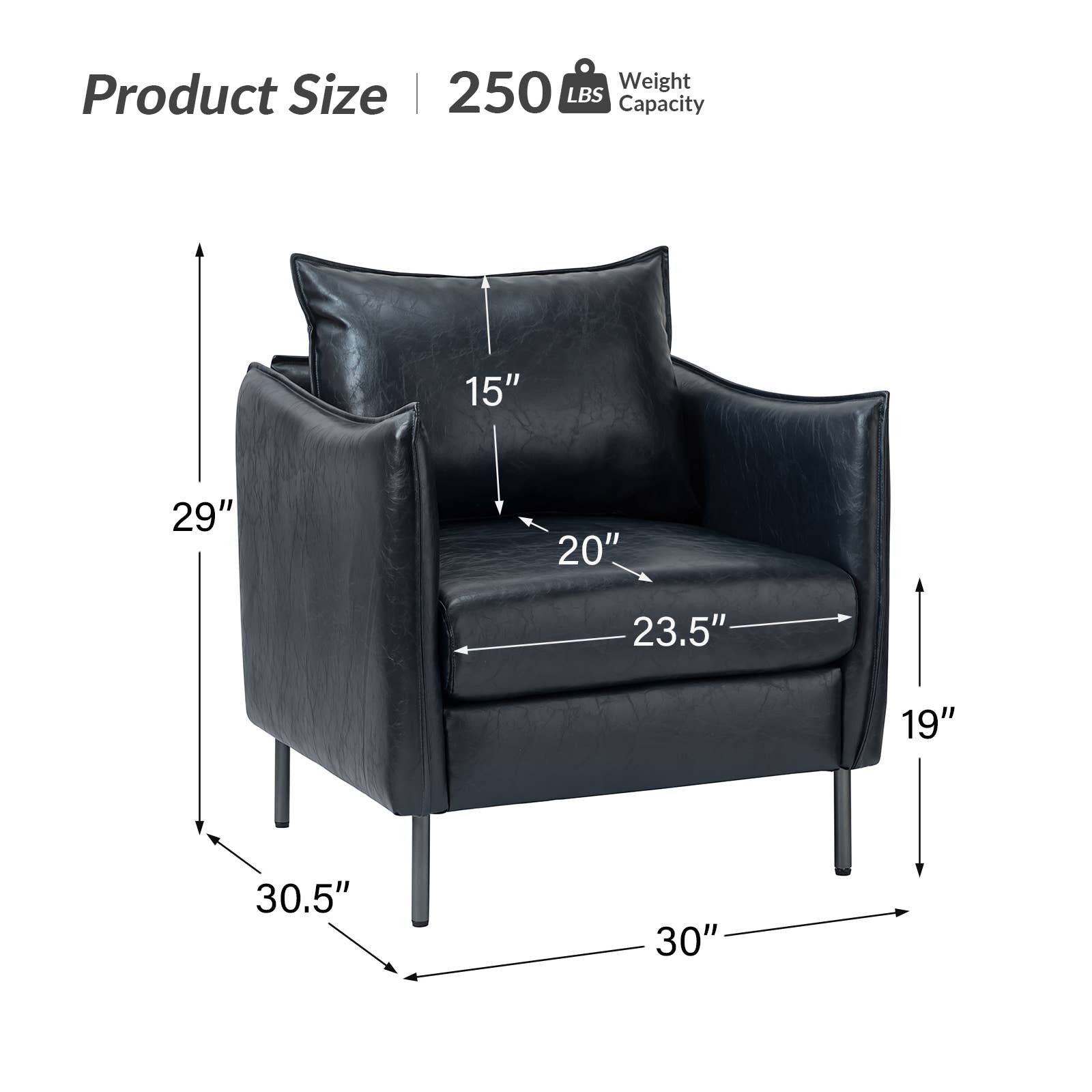 Karat Home - Wholesale Chair - Georges Vegan Leather Armchair6