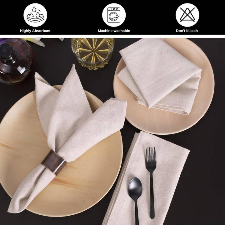 Premium Cotton Linen Cloth Napkins 18x18 Natural (Set of 12) for wholesale on Faire6