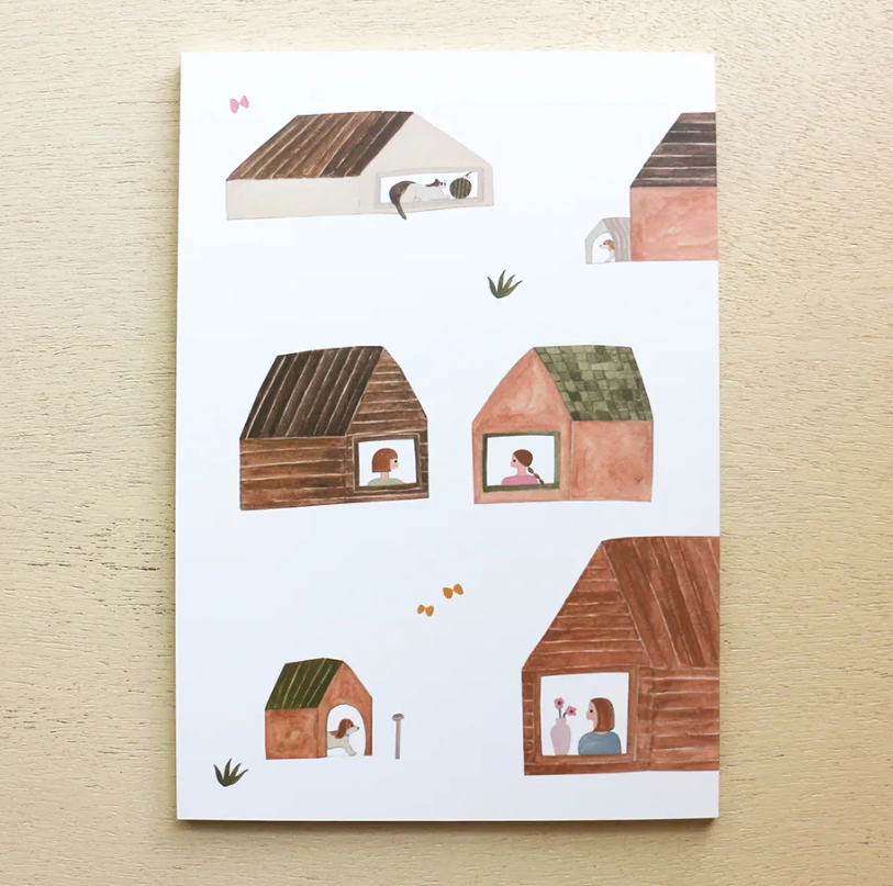 「FUNJI」In Japan - Wholesale Notebook - NECKTIE A5 Japanese Grid Notebook – Cute House Illustration2