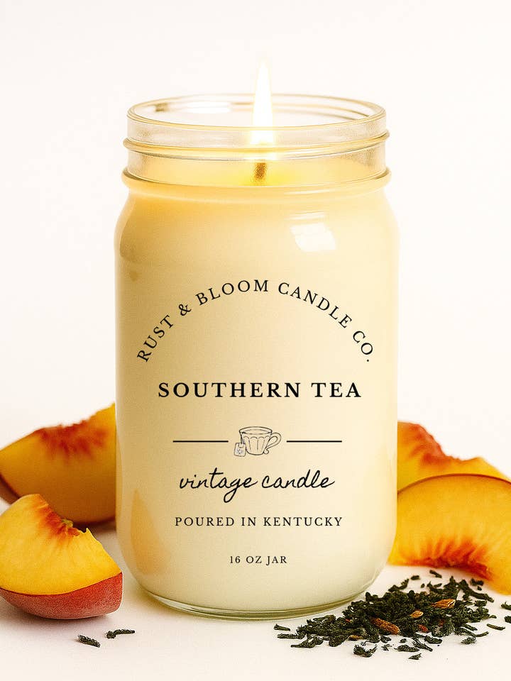 Southern Tea 16 Oz Soy Candle for wholesale by Rust & Bloom Candle Co