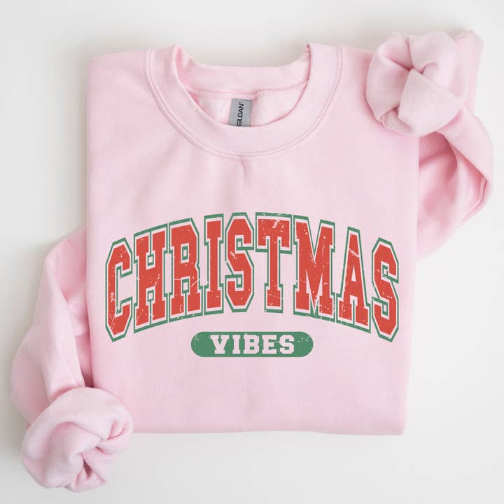 Refinery Number One LLC - Wholesale Graphic Sweatshirt - Women's - Christmas Vibes, Retro, Varsity, Santa, Snow Xmas Sweatshirt2