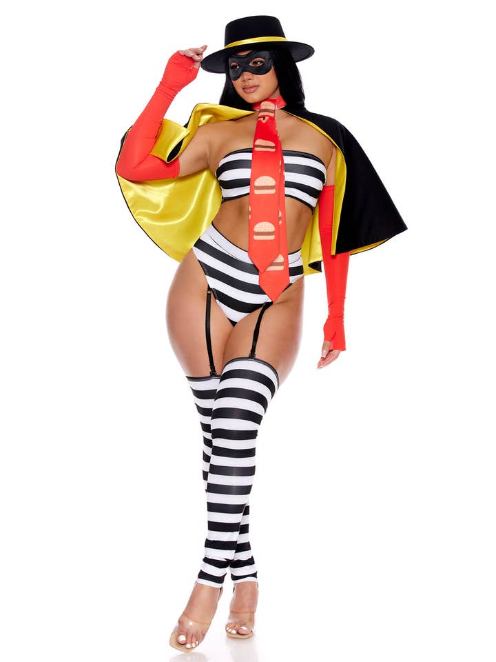 Multicolore Déguisement de personnage sexy de Burger Bandit en vente sur Faire4