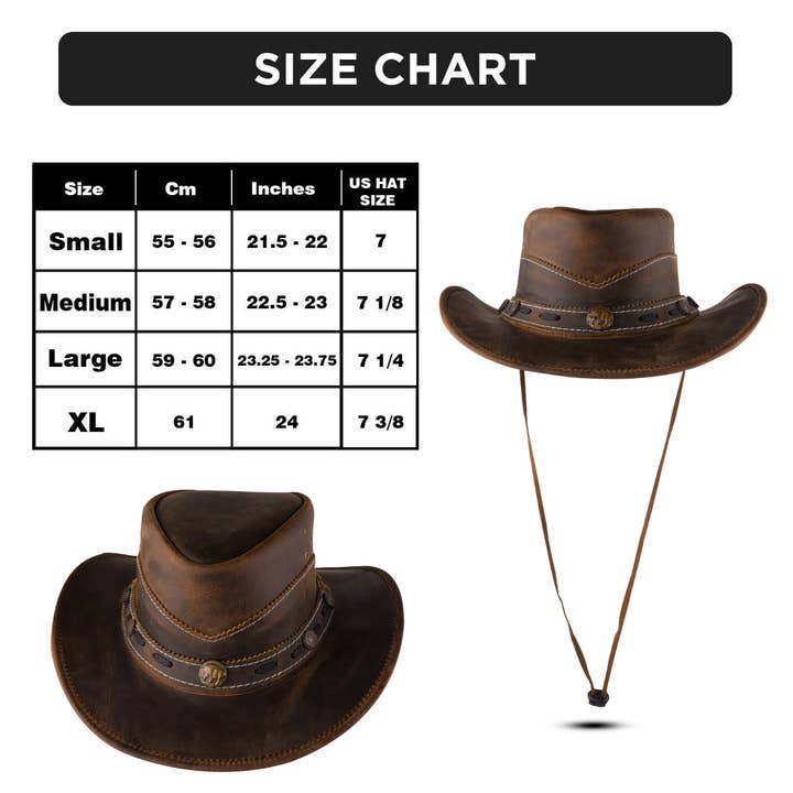 Hadzam - Wholesale Cowboy Hat - Unisex - Unisex Brown Shapeable Western Leather Outback Cowboy Hat4