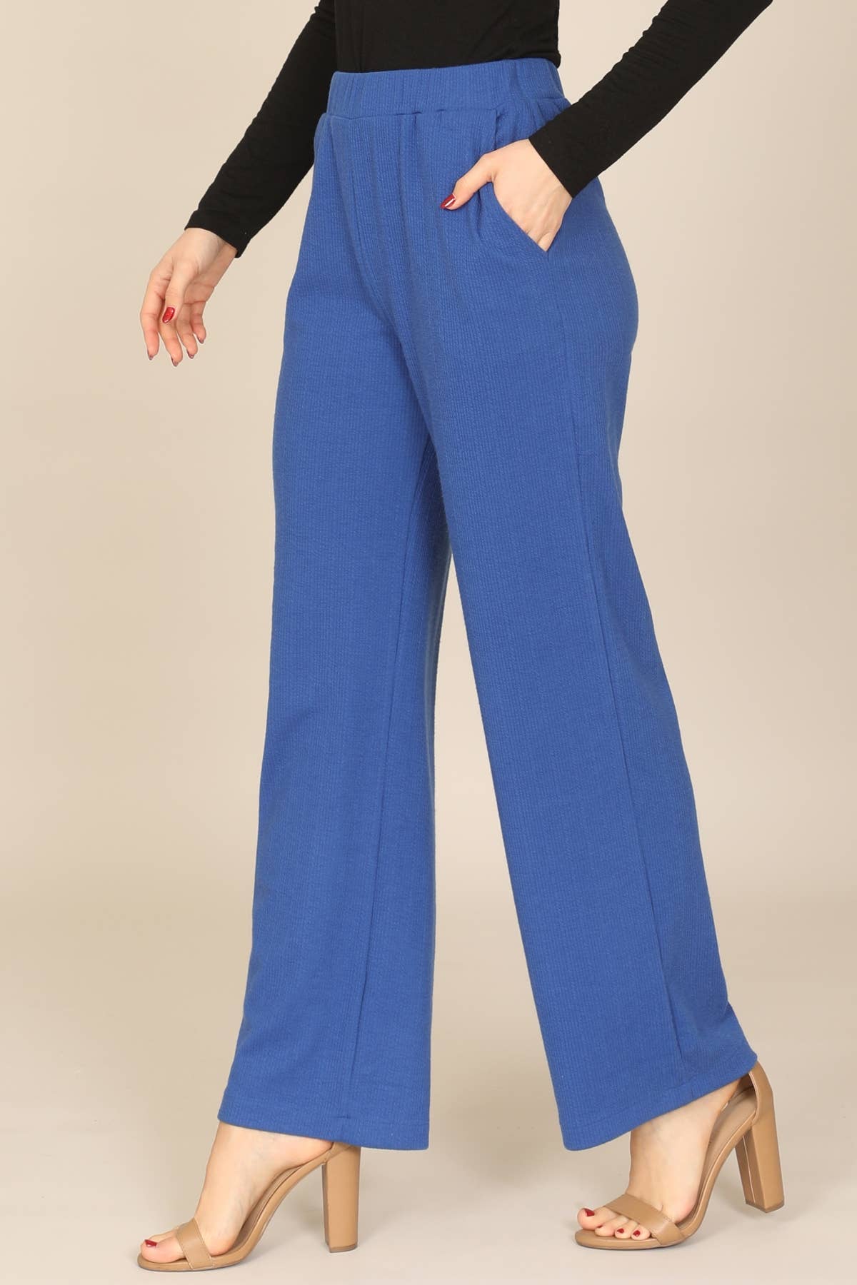 MYS Wholesale Inc - Wholesale Pants - Women's - Wide-Leg High-Waist Black Knit Pants2