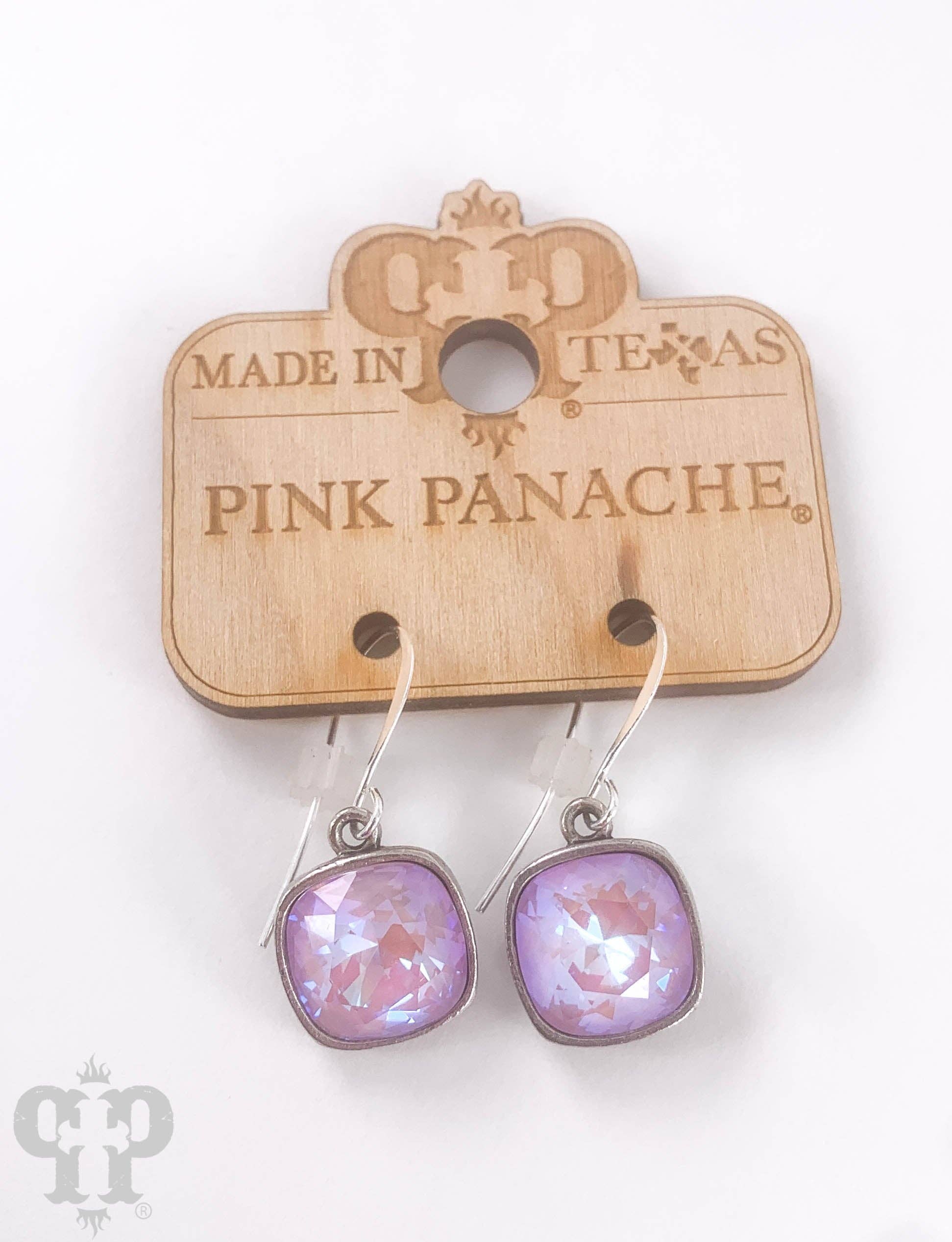 Pink Panache Brands - Wholesale Dangle Earrings - Austrian square crystal hook earring, 12mm4