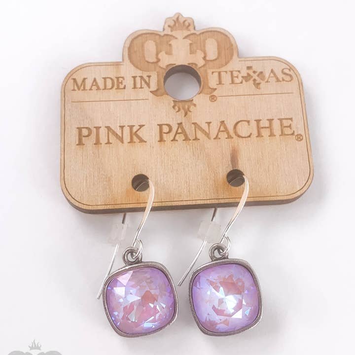 Pink Panache Brands - Wholesale Dangle Earrings - Austrian square crystal hook earring, 12mm4