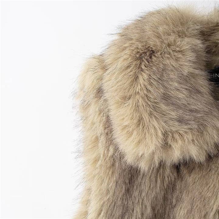 KHAKI Stylish Faux Fur Vest In Solid Color for wholesale on Faire6