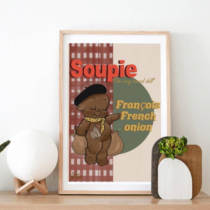 Soupie doll: François French onion A4 print for wholesale by Sock Soup