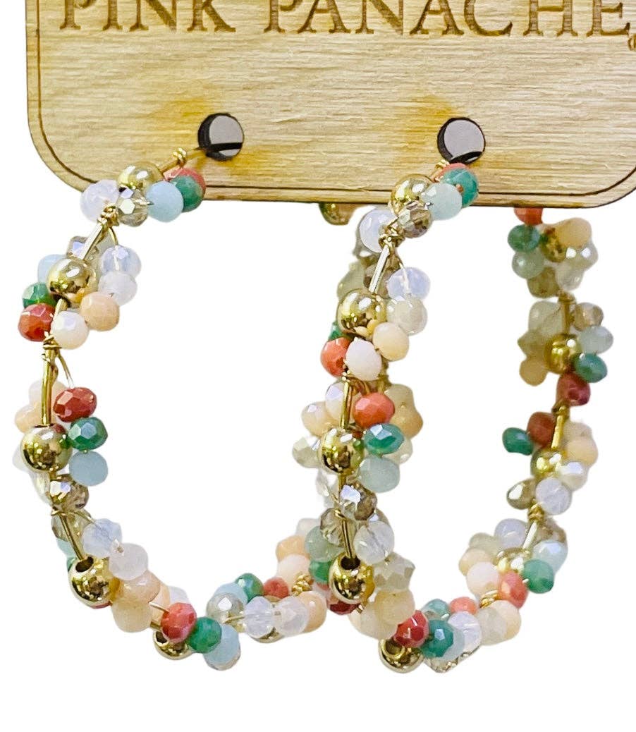 Pink Panache Brands - Wholesale Hoop Earrings - Bead wrapped hoop earring - LC1